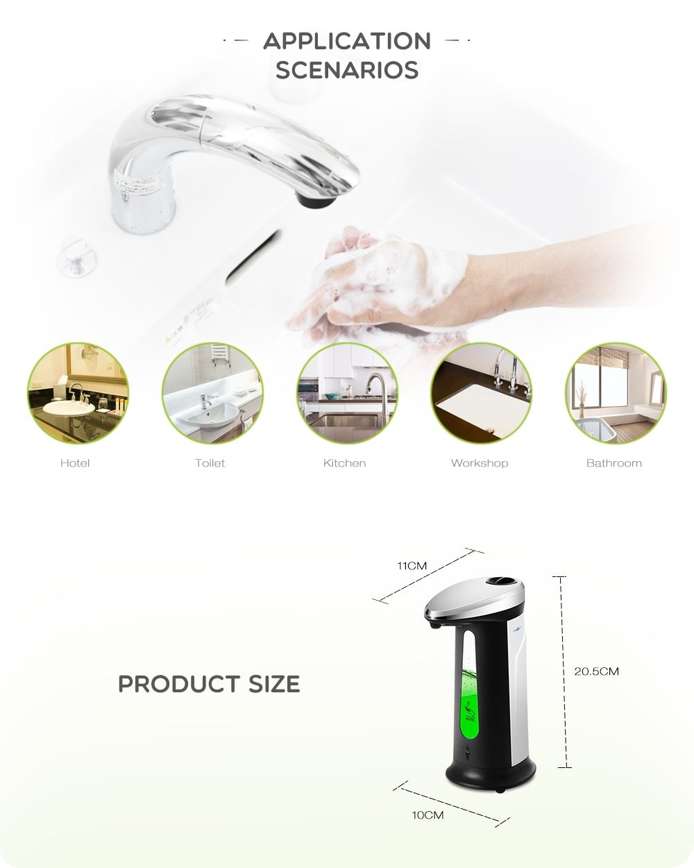 Dispenser Automat de Săpun Lichid – Senzor Inteligent, 400ml, Touchless