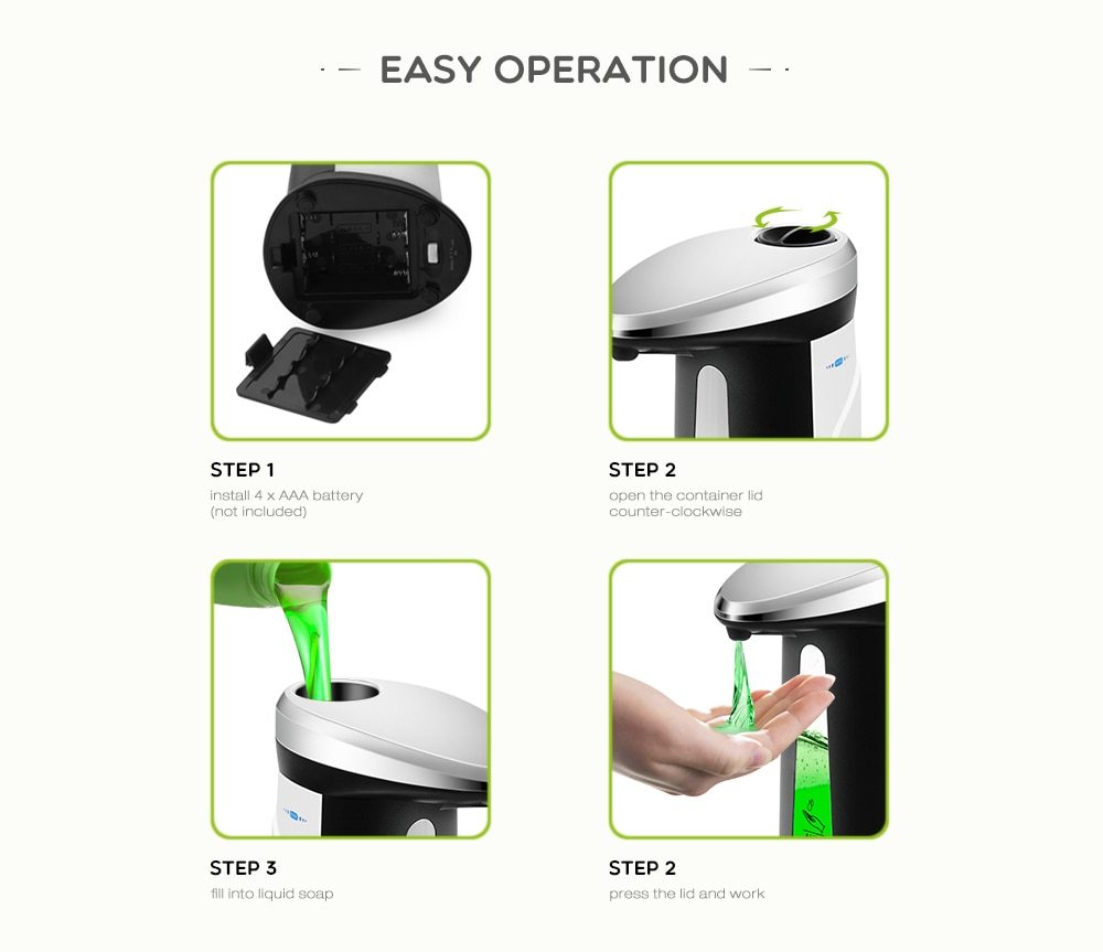 Dispenser Automat de Săpun Lichid – Senzor Inteligent, 400ml, Touchless