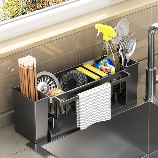 Organizator Chiuvetă Multifuncțional – Suport Lavetă, Burete și Detergent